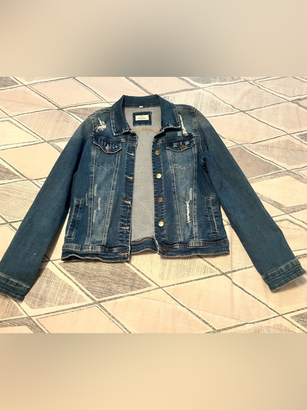 Denim Jacket for Women- Blue Distressed Jean Jacket - Picture 2 of 4